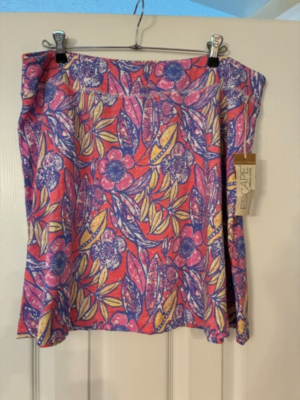 Escape by Habitat NWT Women's Pink Colorful Beach Midi Cotton Knit Skirt Size XL